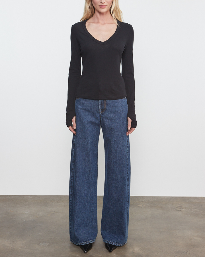 Cashmere Jersey V-Neck | Black