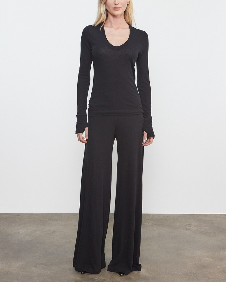 Cashmere Jersey Bias Pant | Black