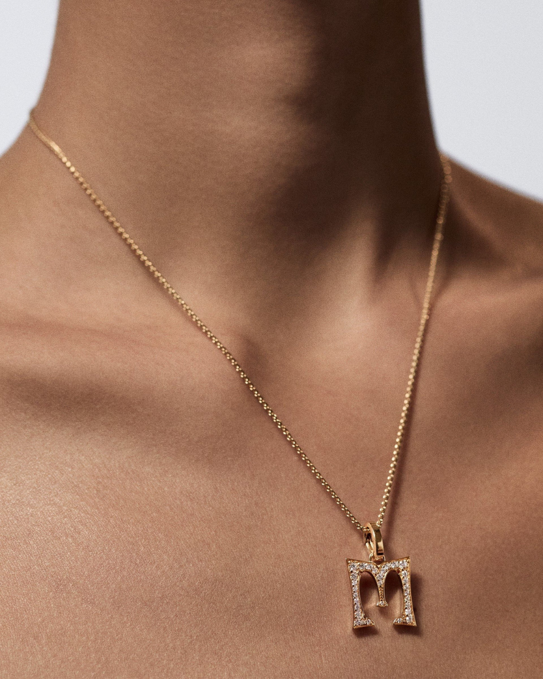 Paved Big Letter Pendant | M