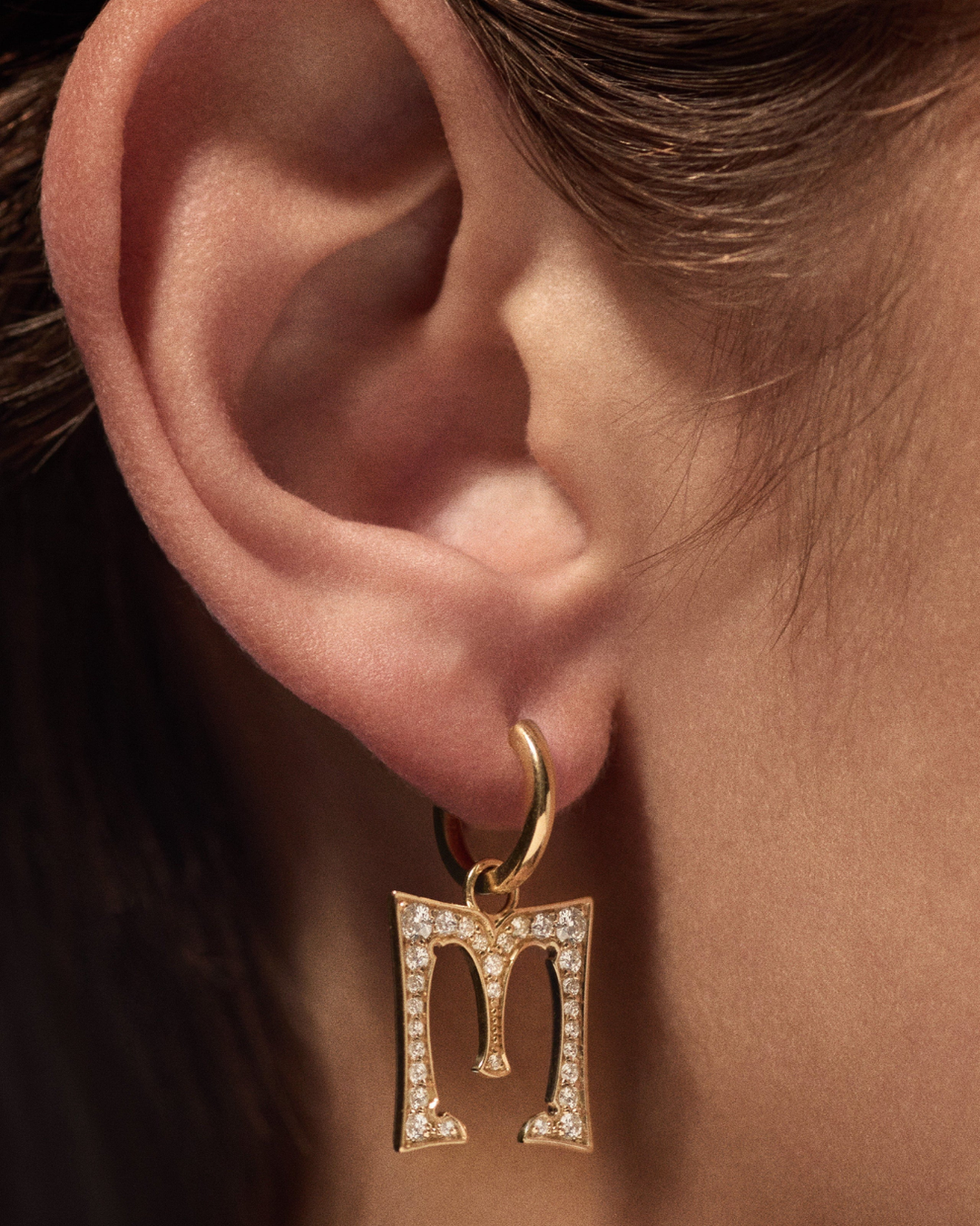 Paved Big Letter Pendant | M