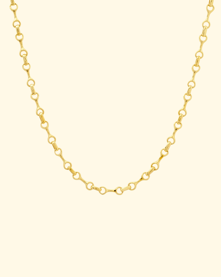 15mm Mini Double Beam Chain Necklace | Yellow Gold Plated