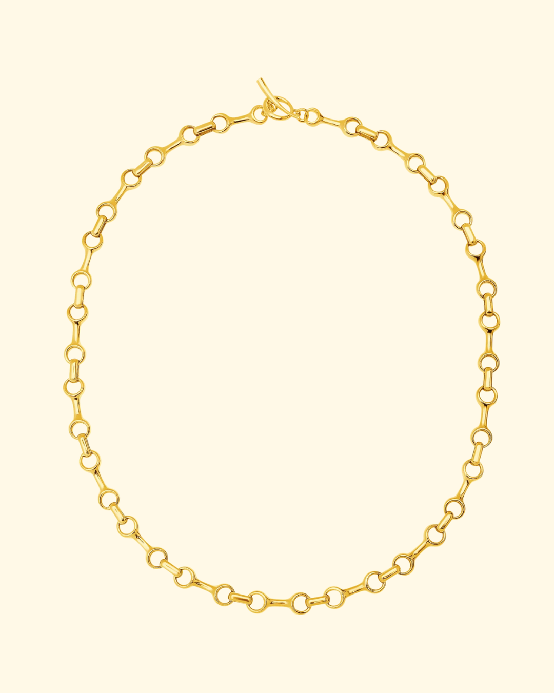 15mm Mini Double Beam Chain Necklace | Yellow Gold Plated