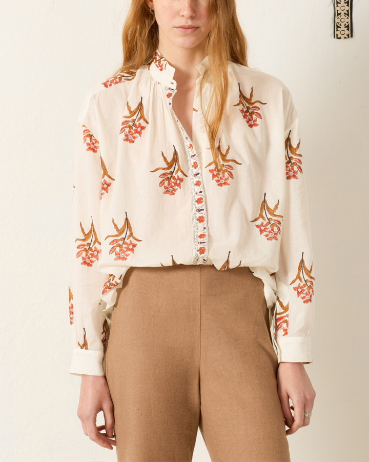 Kiki Persimmon Flower Shirt | Off-White