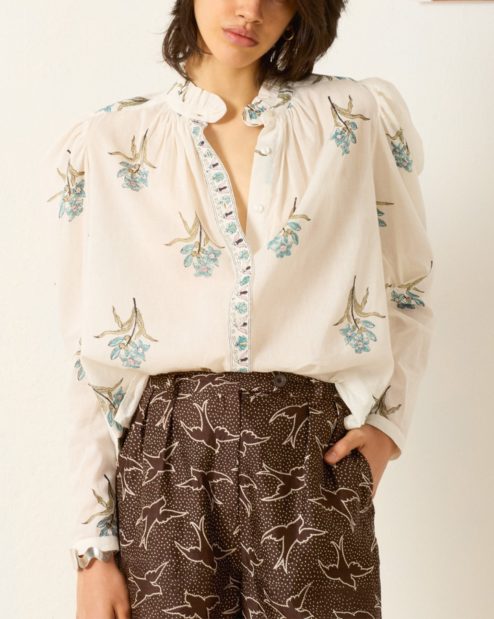 Artemis Sky Mist Flower Shirt | Off-White