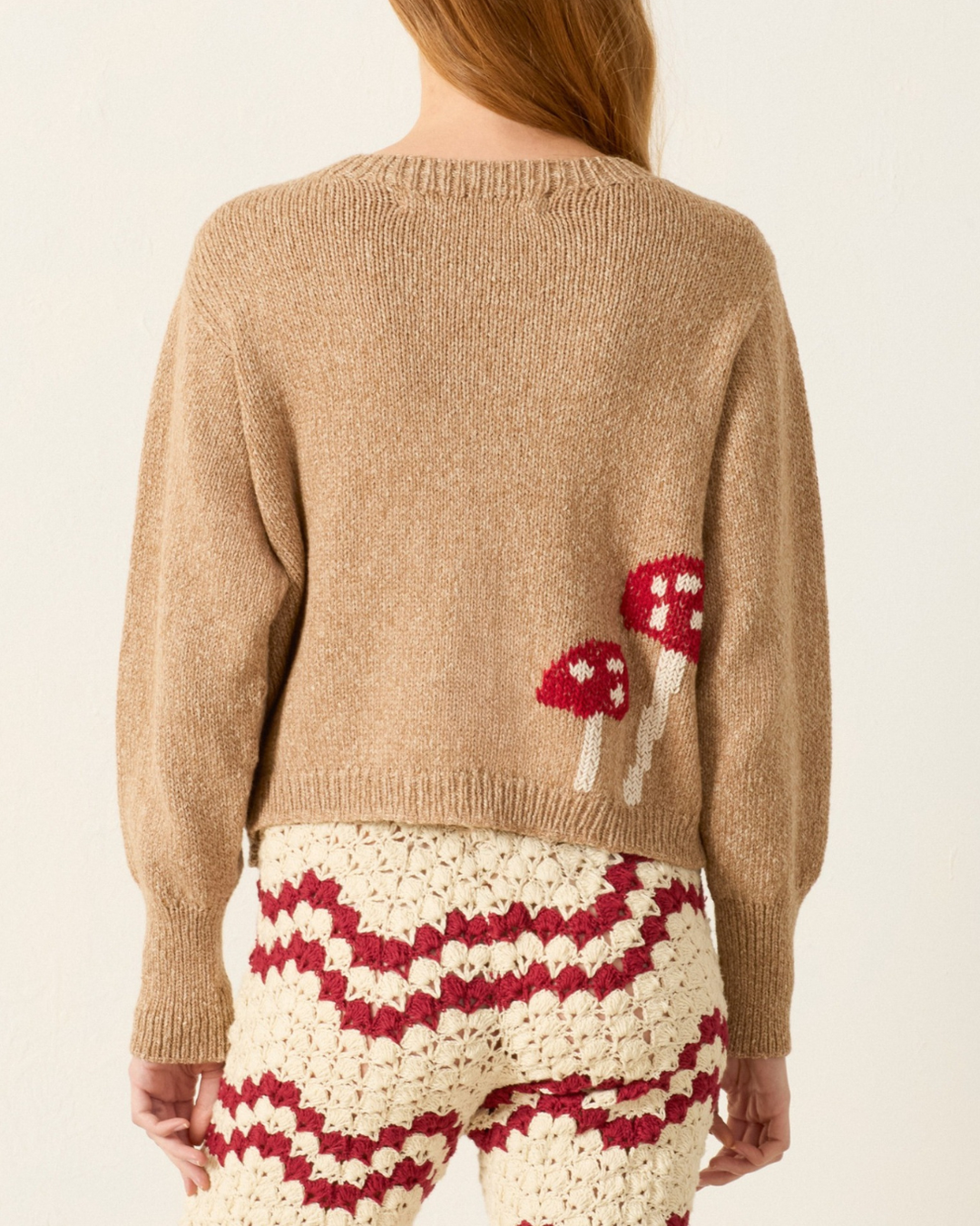 Sammi Mushroom Knit Cardigan | Light Brown