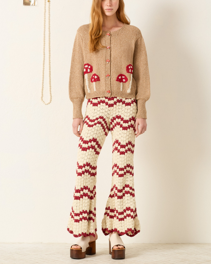 Sammi Mushroom Knit Cardigan | Light Brown