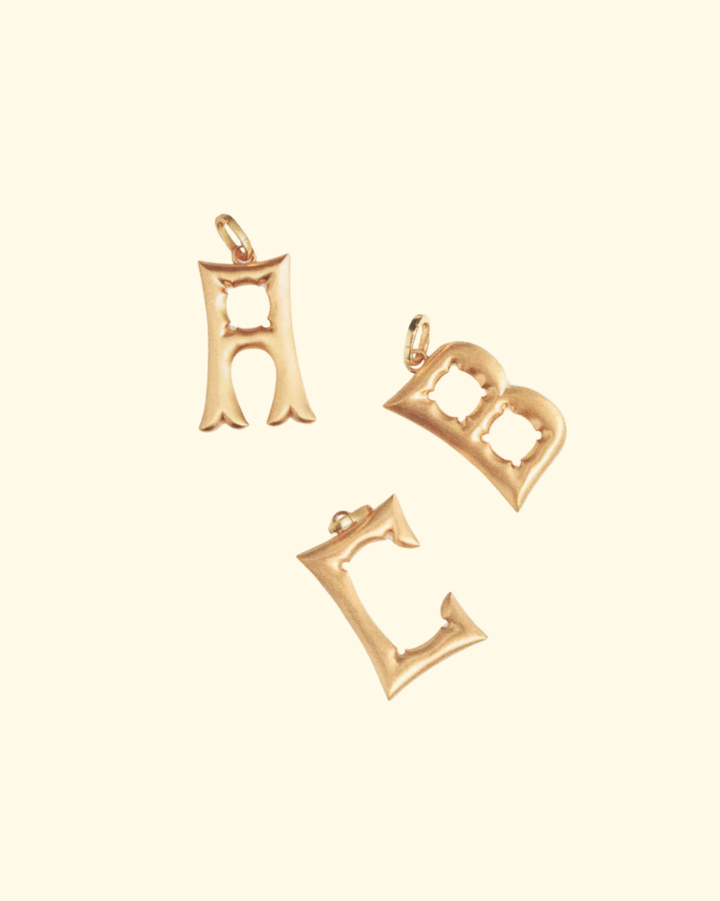 Small Jumbo Letter Charm | 18k Yellow Gold