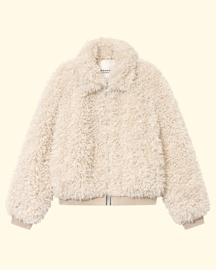 Tayma Curly Coat | Ecru