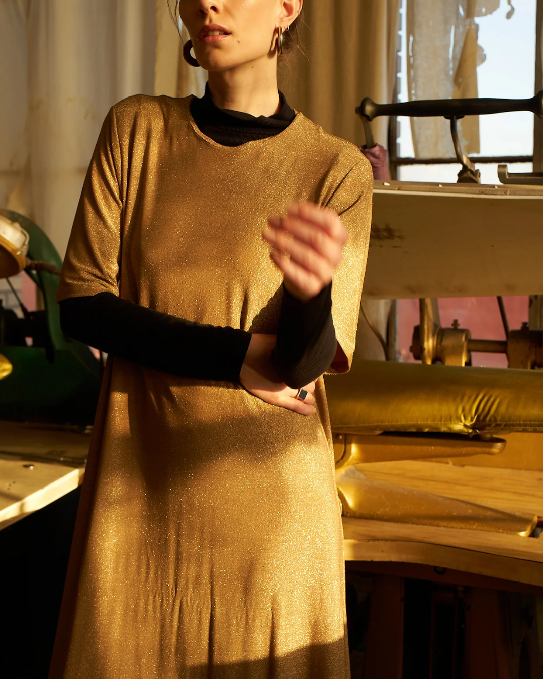 The Goddess Dress | Gold Lame