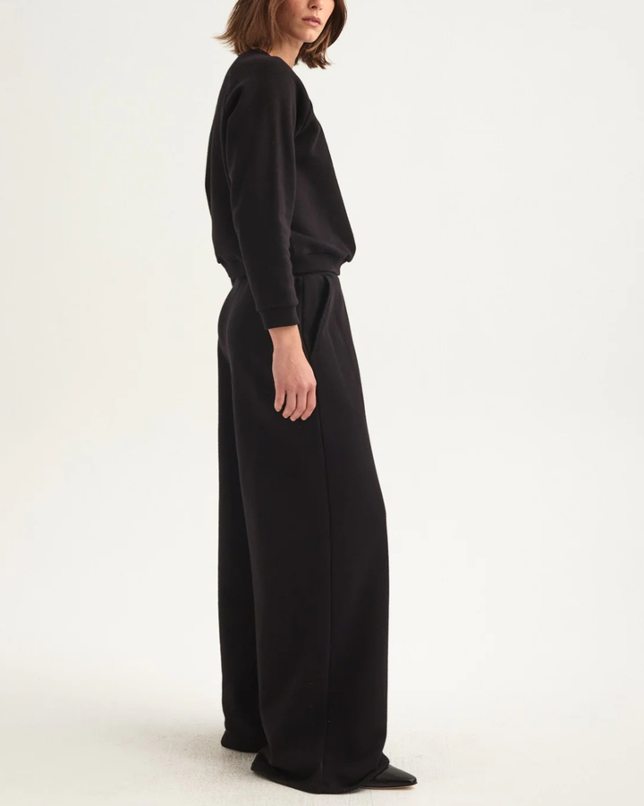 The Wide Leg Terry Trouser | Black
