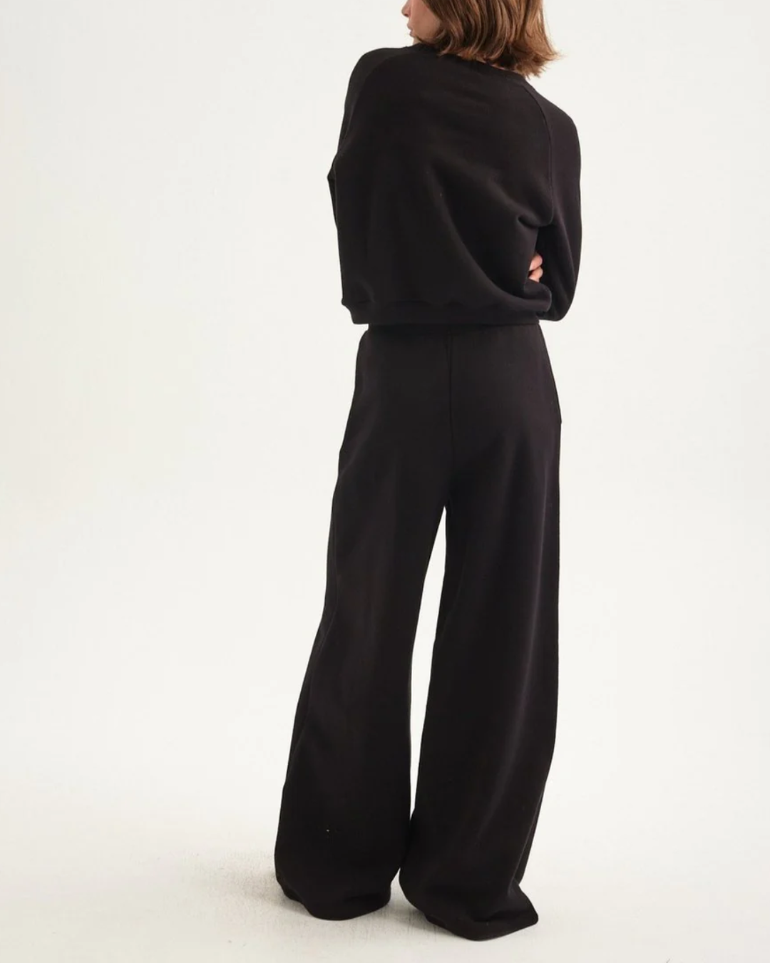 The Wide Leg Terry Trouser | Black