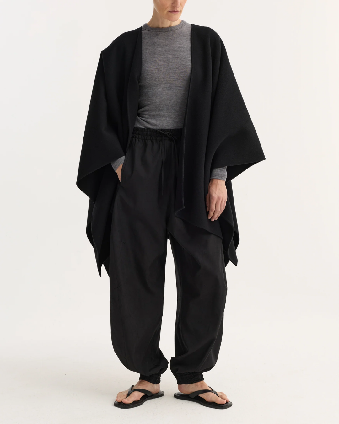 Double Faced Poncho | Black