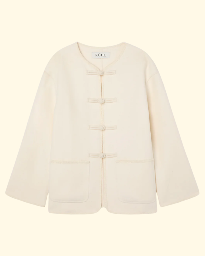Mandarin Double Faced Wool Jacket | Off White