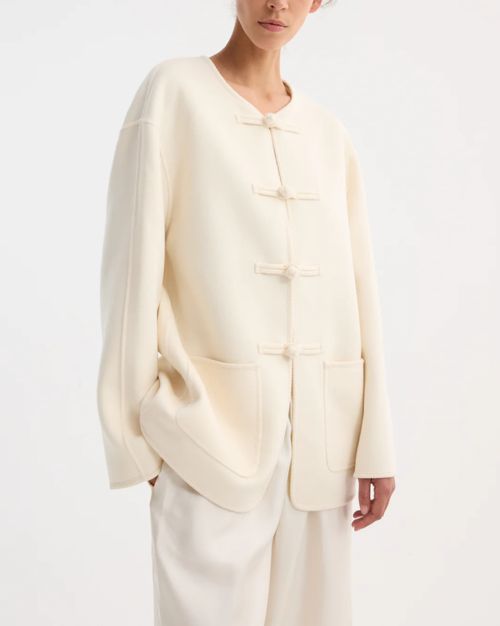 Mandarin Double Faced Wool Jacket | Off White
