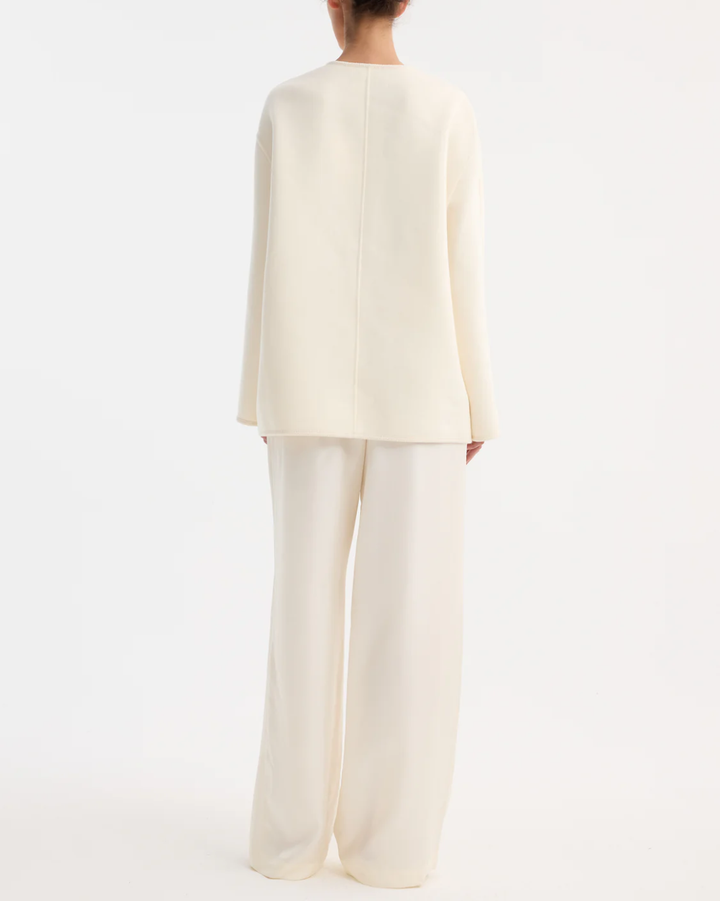 Mandarin Double Faced Wool Jacket | Off White