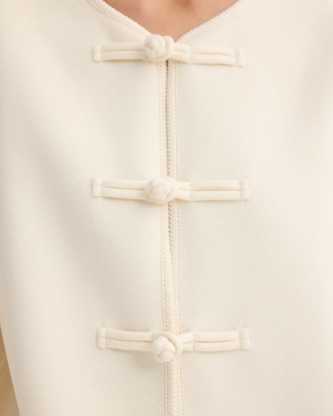 Mandarin Double Faced Wool Jacket | Off White