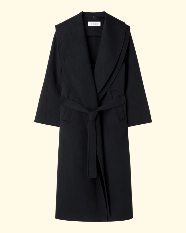 Signature Double Faced Scarf Coat | Black