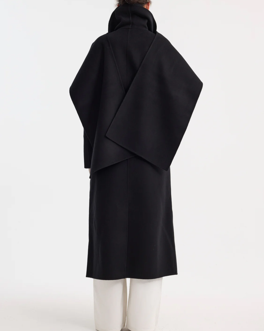 Signature Double Faced Scarf Coat | Black