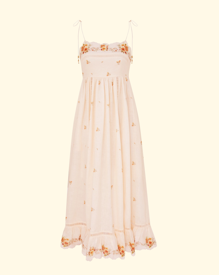Patience Cami Midi Dress | Cream/Yellow Rose