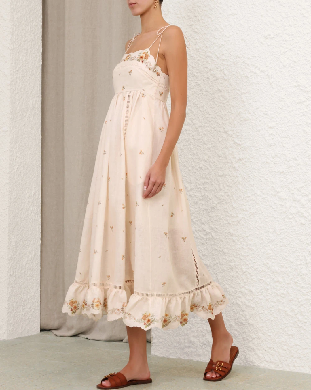 Patience Cami Midi Dress | Cream/Yellow Rose