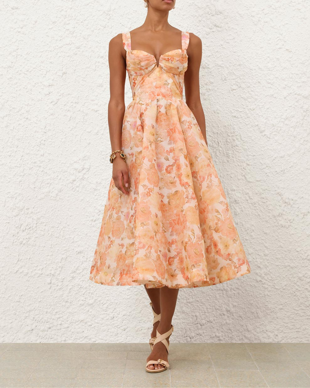 Rebellion Drape Midi Dress | Golden Bloom