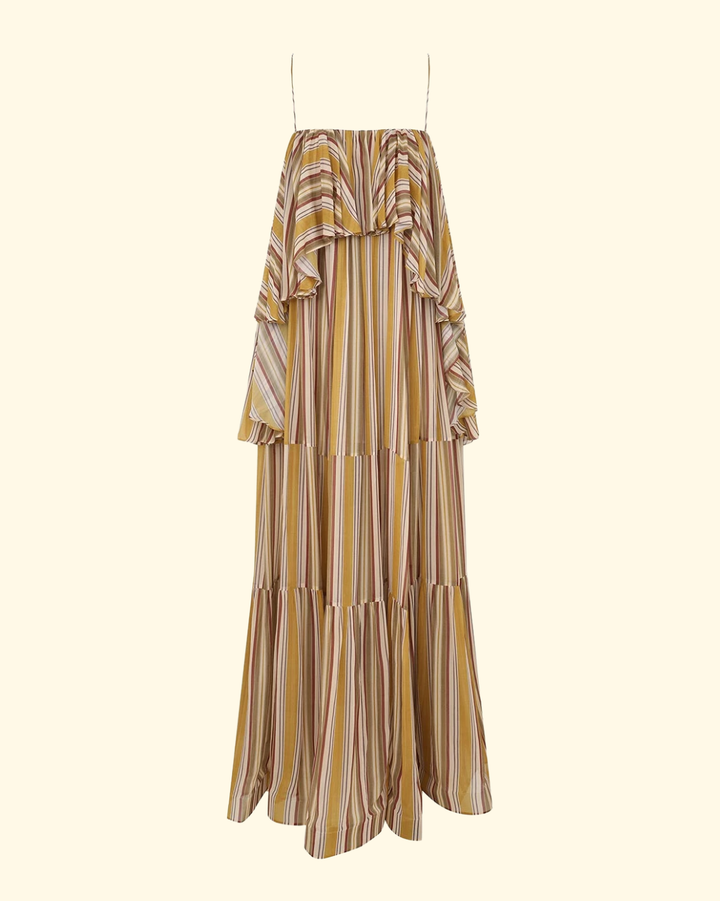 Rebellion Bohemian Slip Dress | Mustard Stripe