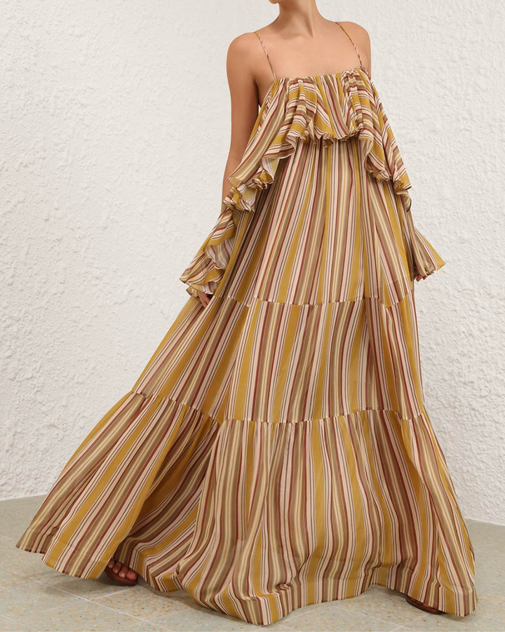 Rebellion Bohemian Slip Dress | Mustard Stripe