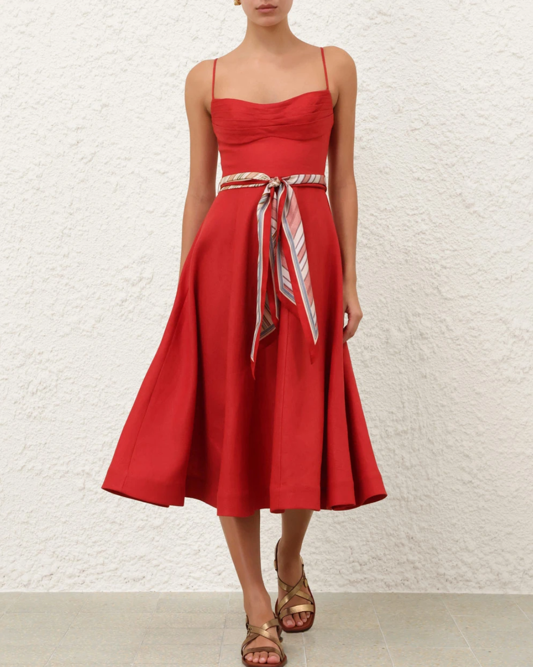 Rebellion Tuck Midi Dress | Red
