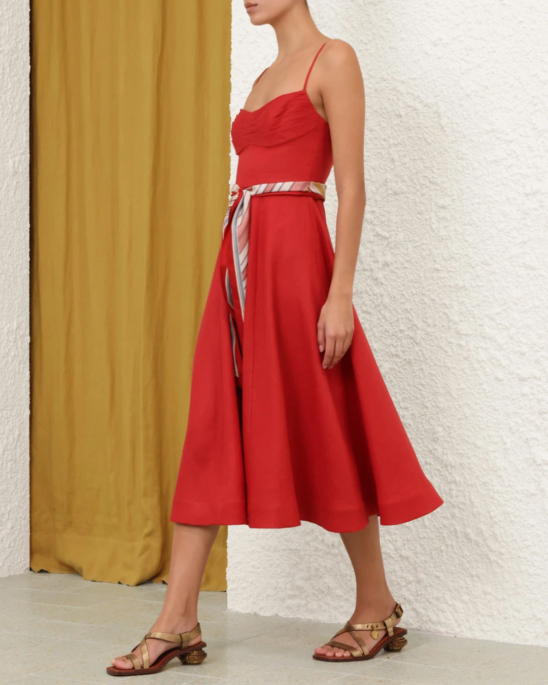 Rebellion Tuck Midi Dress | Red