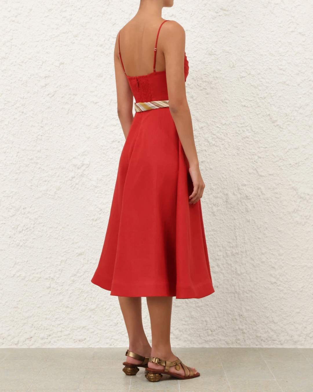 Rebellion Tuck Midi Dress | Red