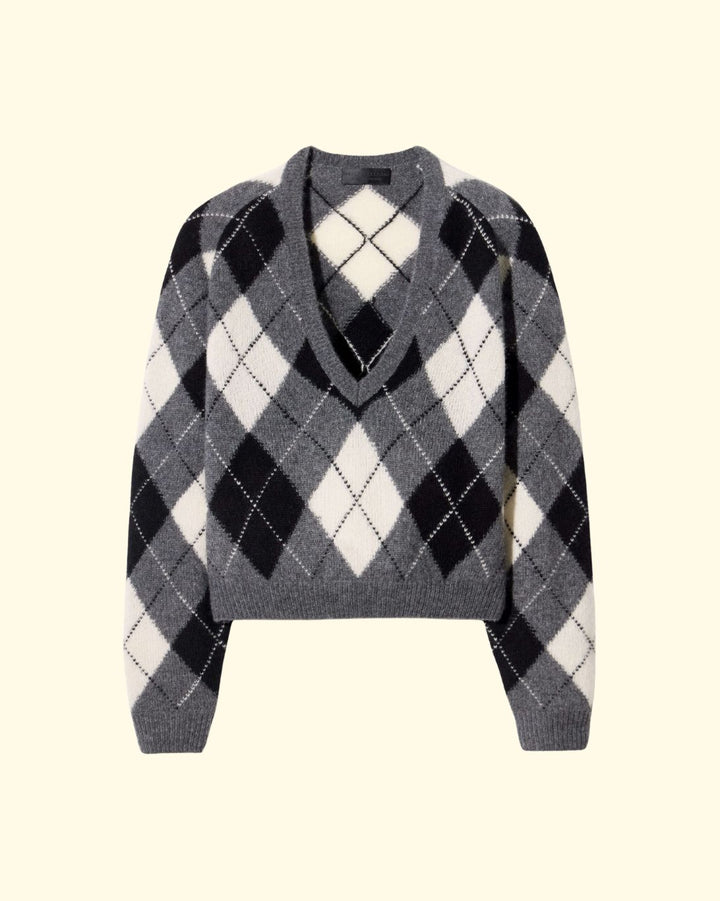 Feron Argyle Sweater | Grey / Ivory