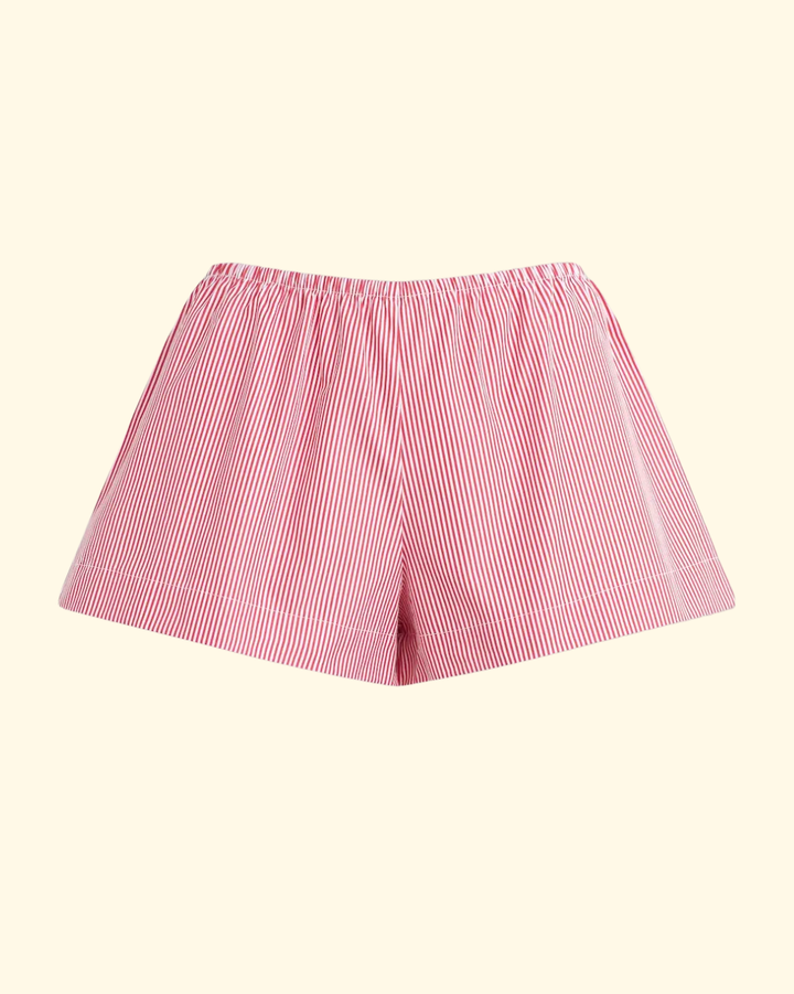 Yoshi Stripe Summer Short | Cerise/ White Stripe