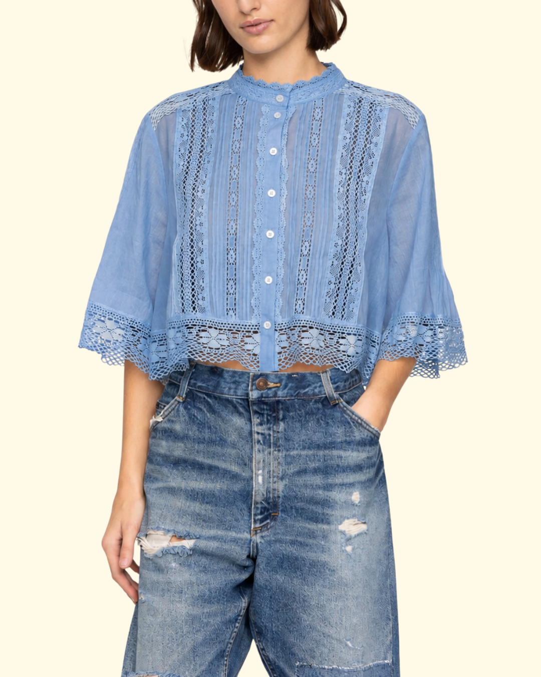 Pippa Solid S/Slv Top | Blue
