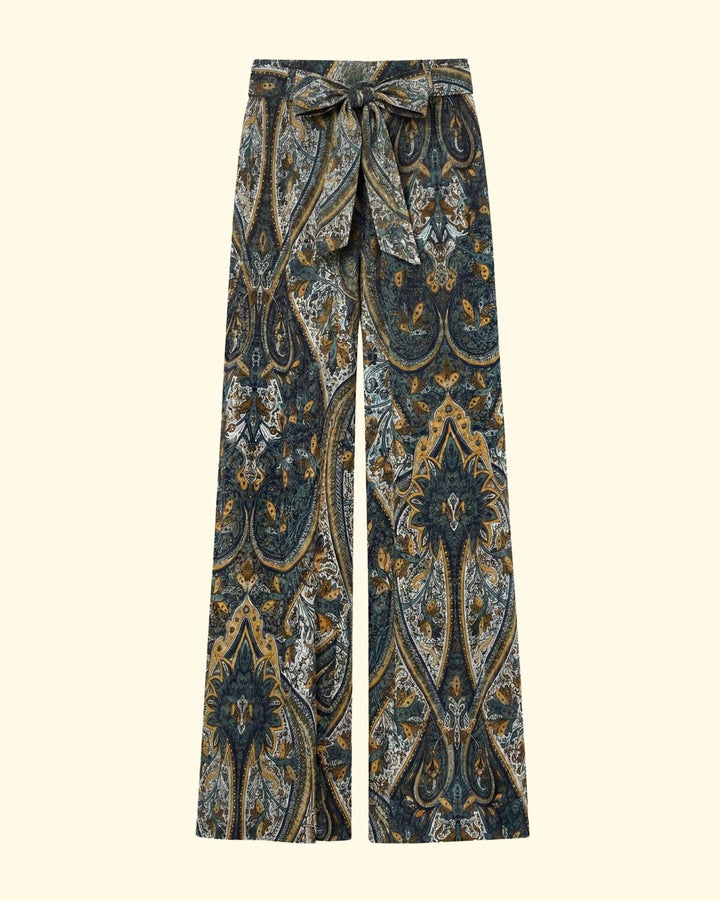 Sawyer Wide Leg Silk Pant | Prussian