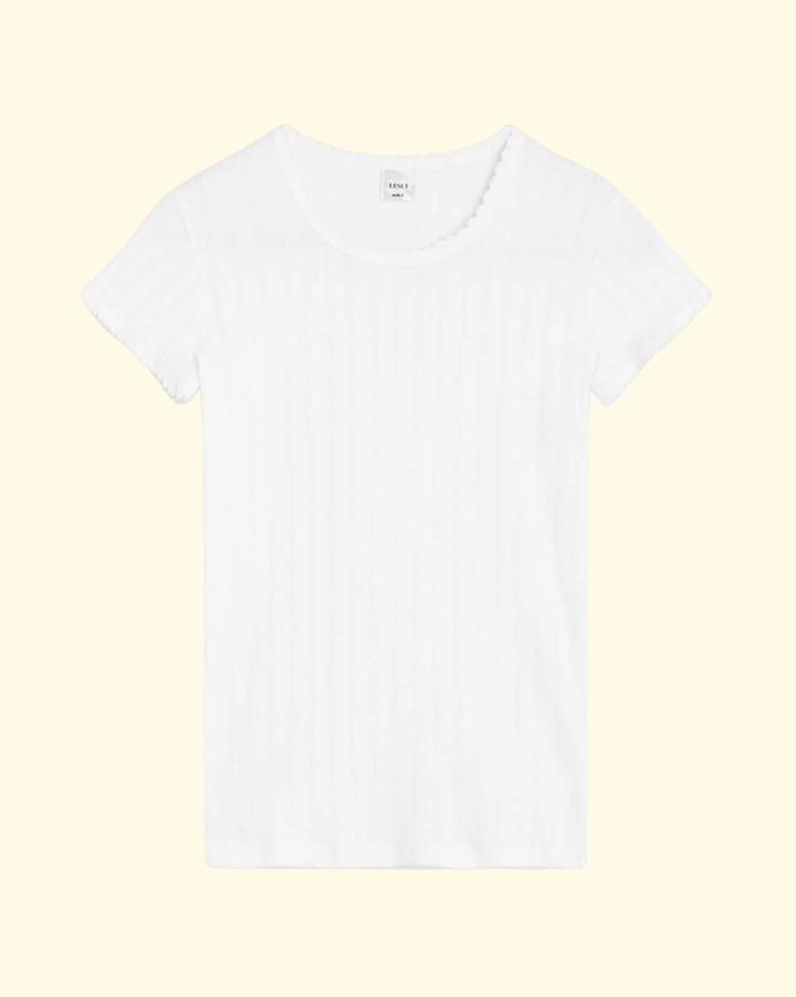 Pointelle Slim Fit Tee | White