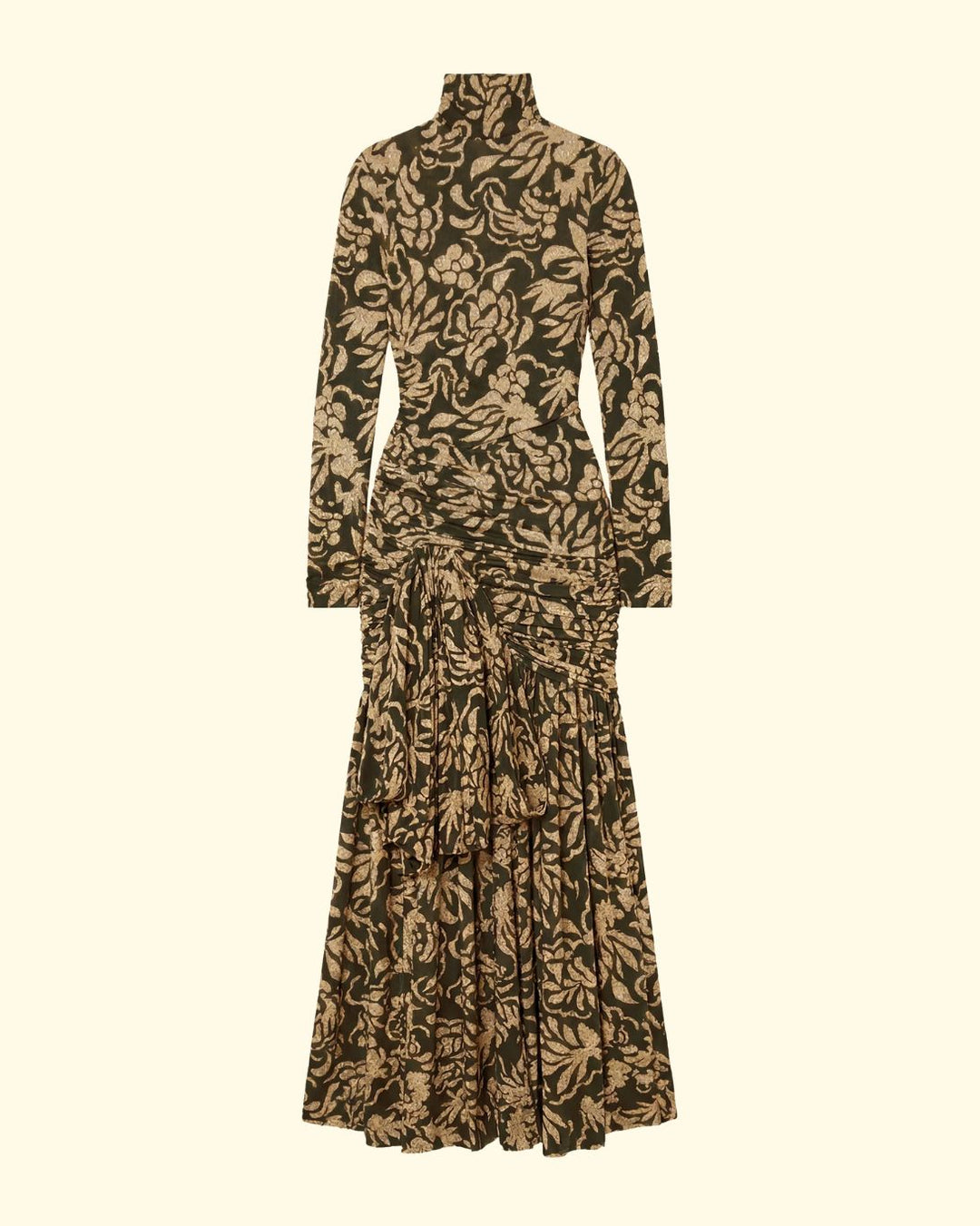 Katy Draped Jersey Dress | Khaki Floral