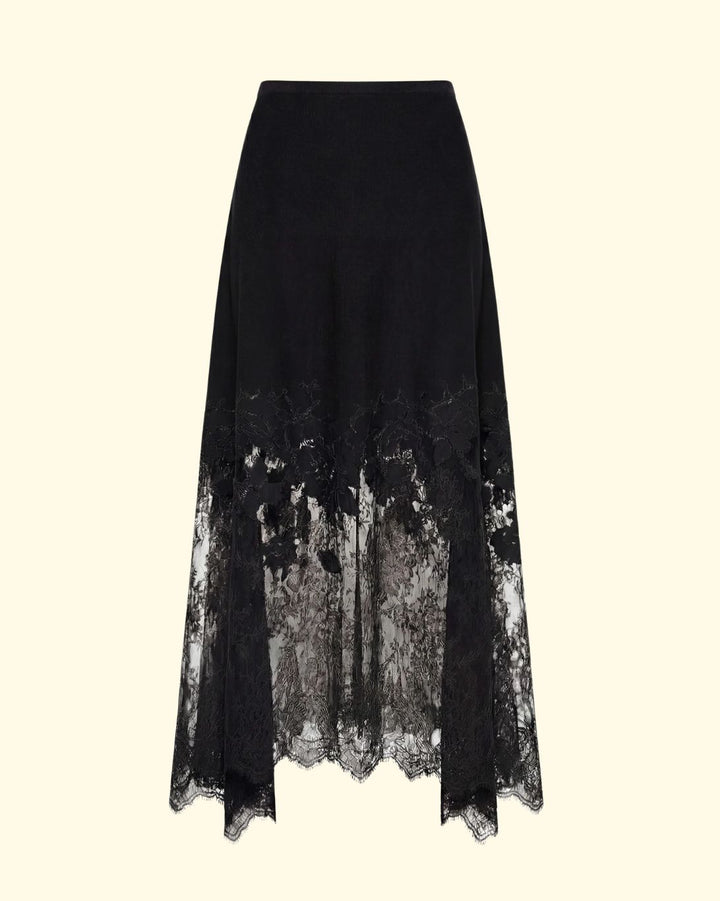 Josina Lace Midi Skirt | Noir