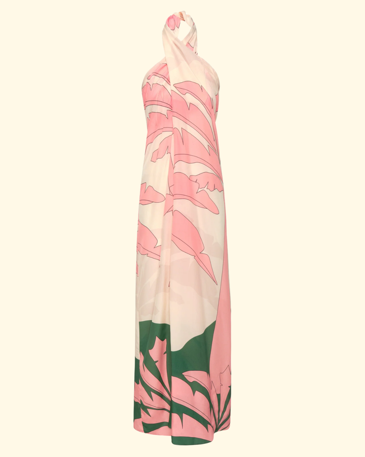 Cayetana Silk Crepe Maxi Dress | Peach Palms