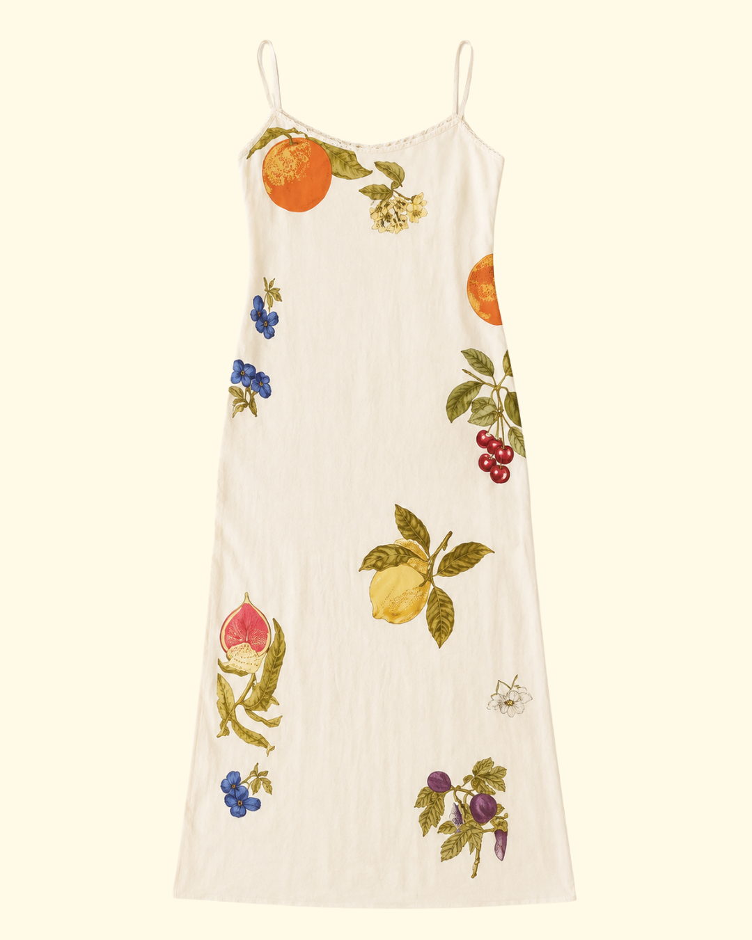 Athens Nine Fruit Silk Dress | Off-White