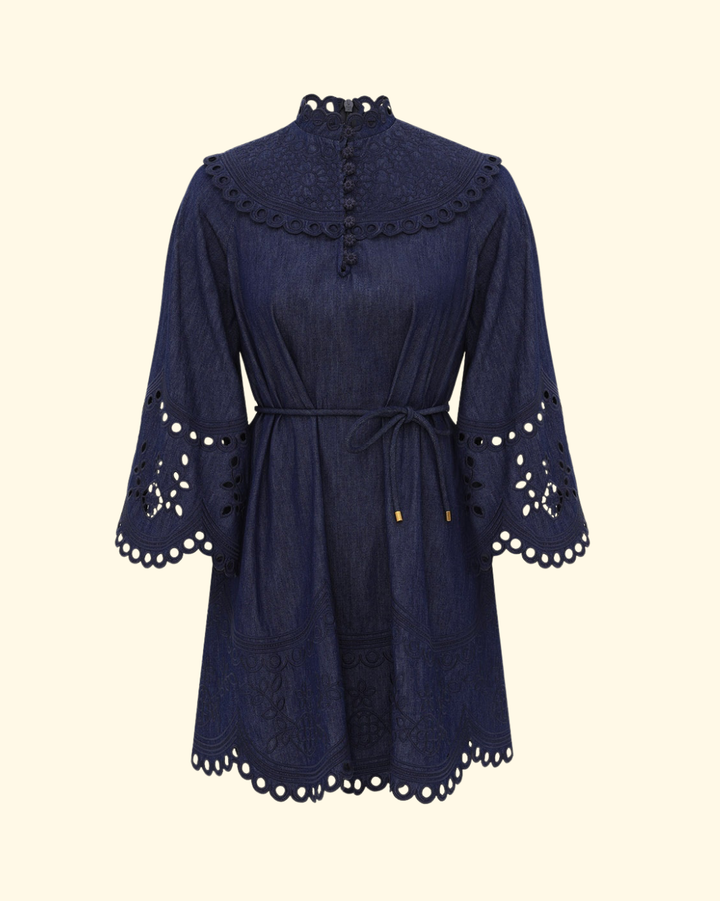 Mahon Broderie Denim Mini | Ink