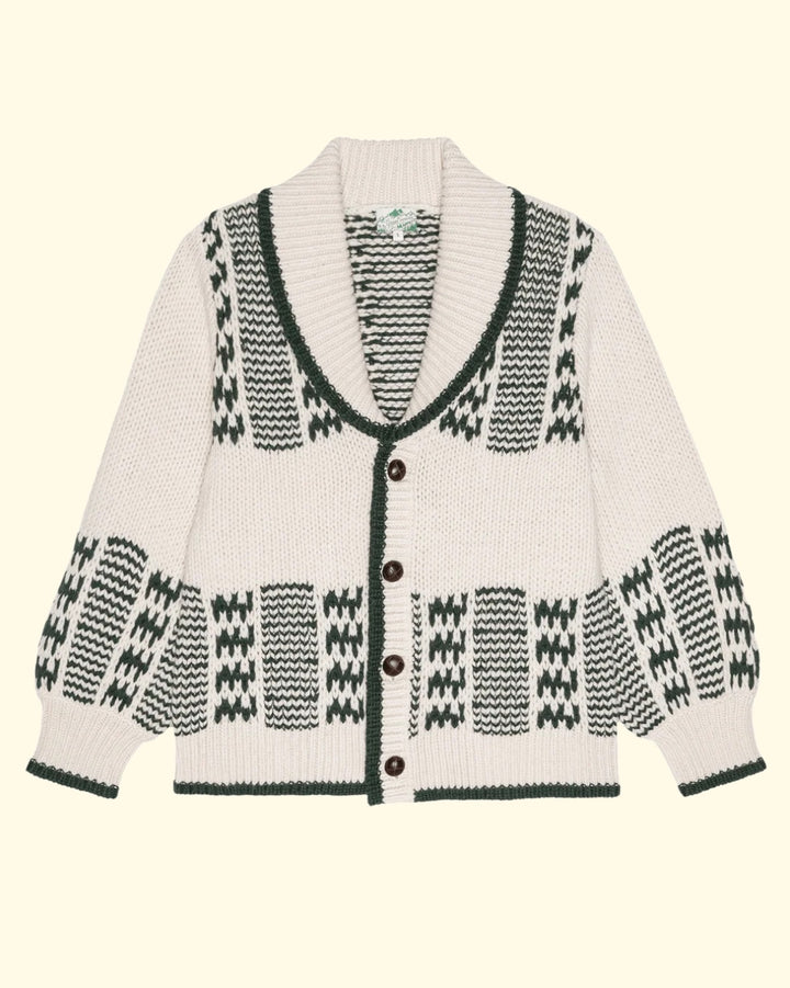 The Chalet Cardigan Sweater | Cream & Forest