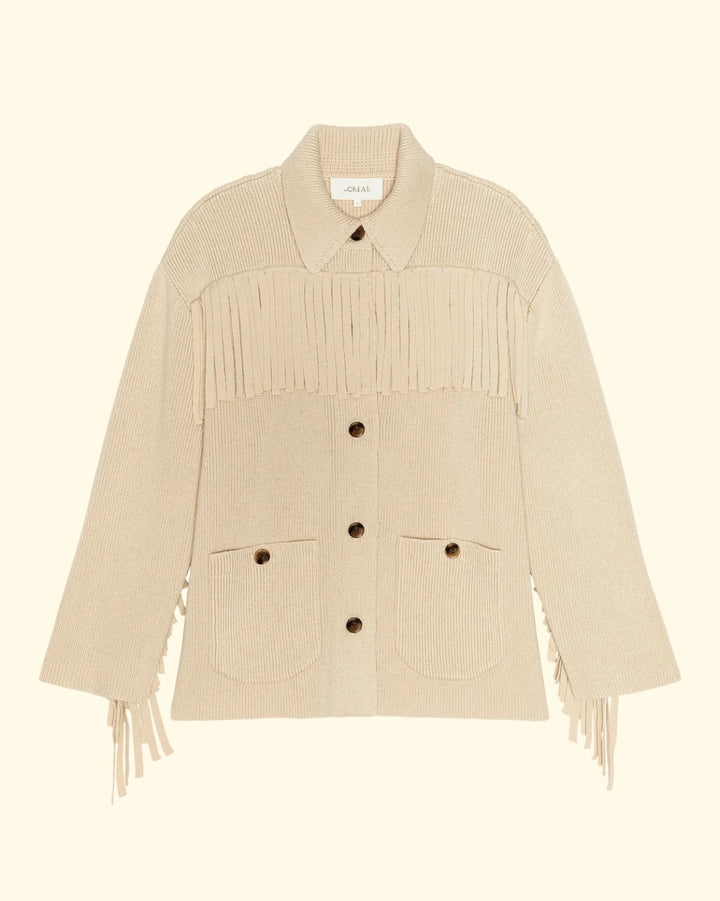 The Western Fringe Sweater Jacket | Natural