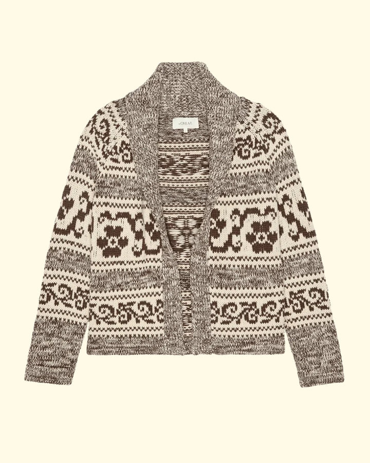The Nordic Flower Lodge Cardigan | Marled Chestnut