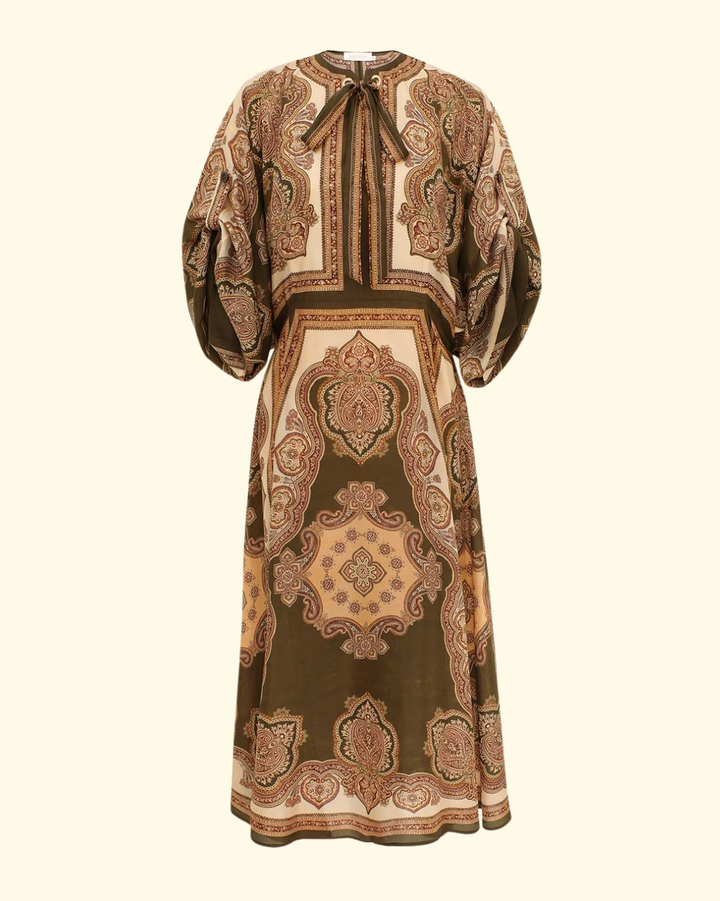 Mahon Tunic Midi Dress | Olive Paisley