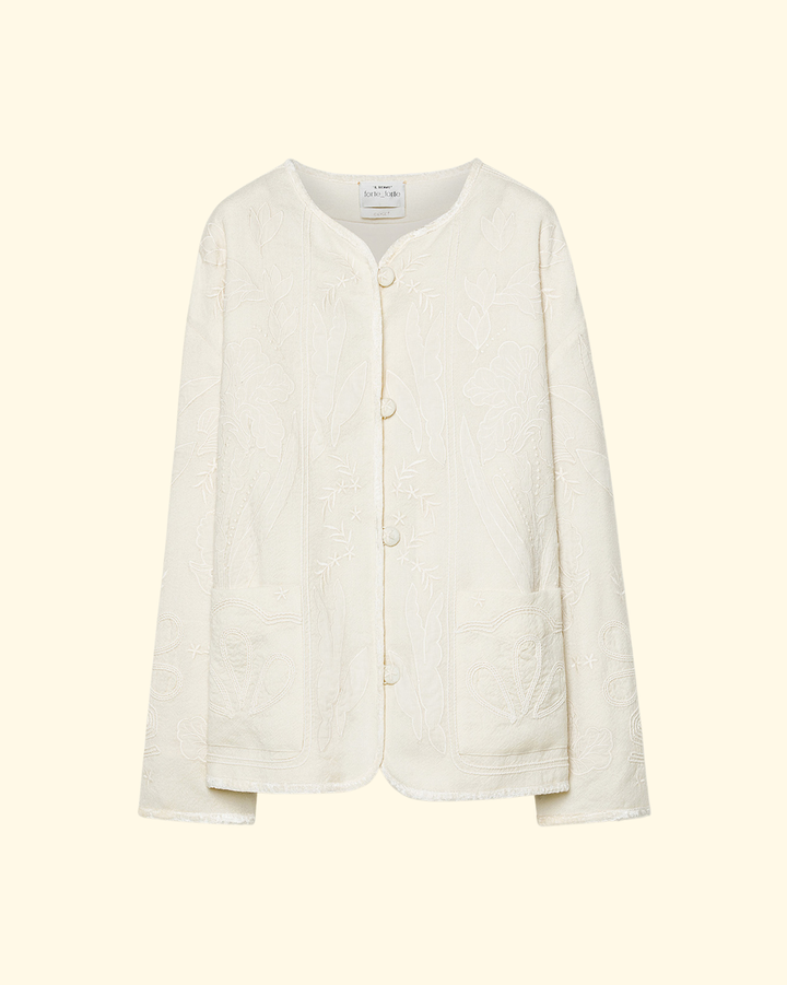 Iris Velvet Wool Tweed Blouson | Avorio