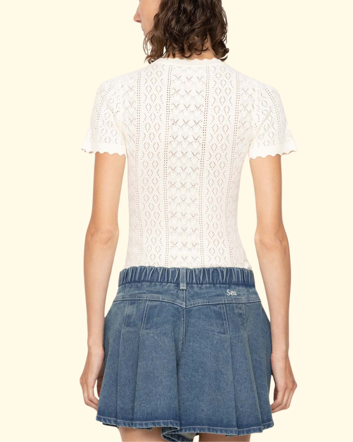 Georgia Knit Short Sleeve Top | Cream