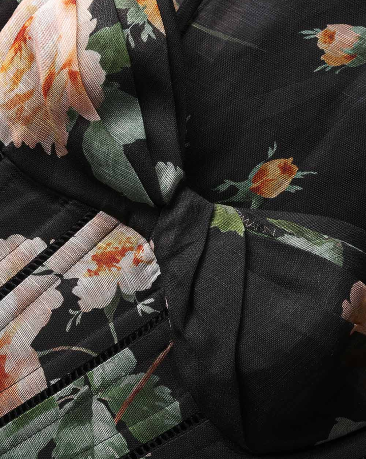 Luna Corset Midi Dress | Black Rose