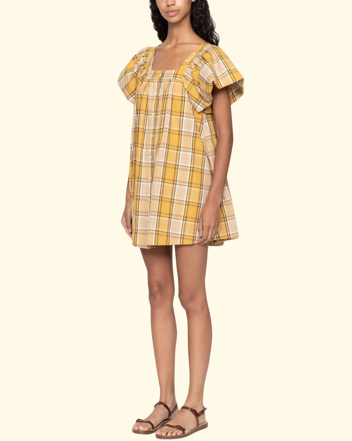 Copeland Plaid Mini Dress | Yellow