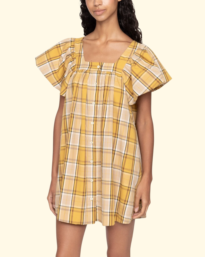 Copeland Plaid Mini Dress | Yellow