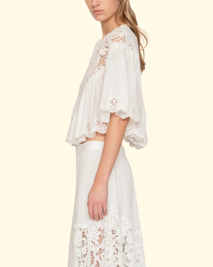 Sofia Embroidery Top | Cream